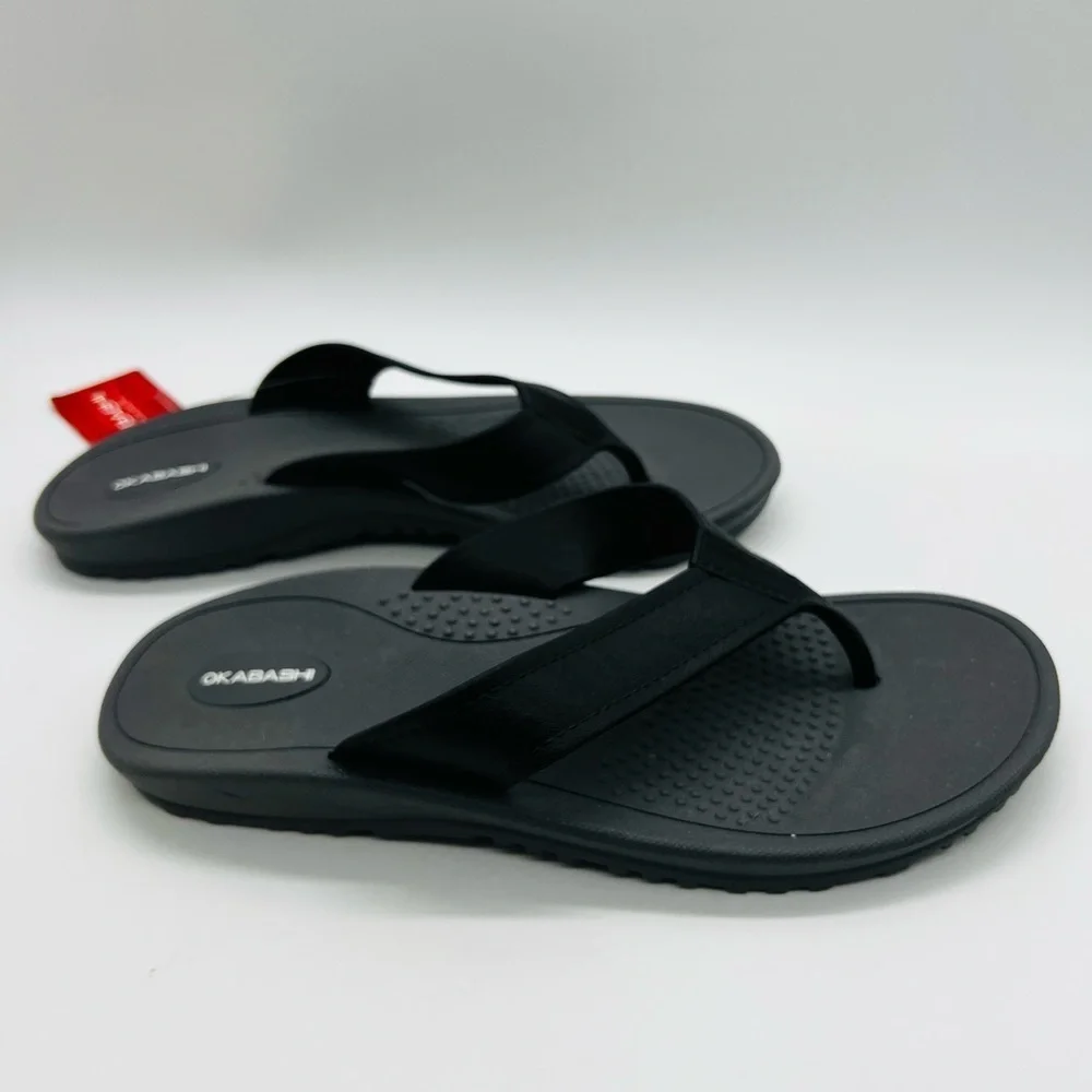 Okabashi Unisex Black Voyager Flip Flops Size 9/10 NWT